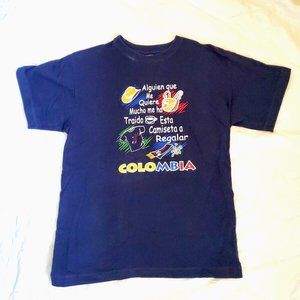 Colombia Boys 8 Sombrero Carriel Tee Shirt Girls Blue t-shirt